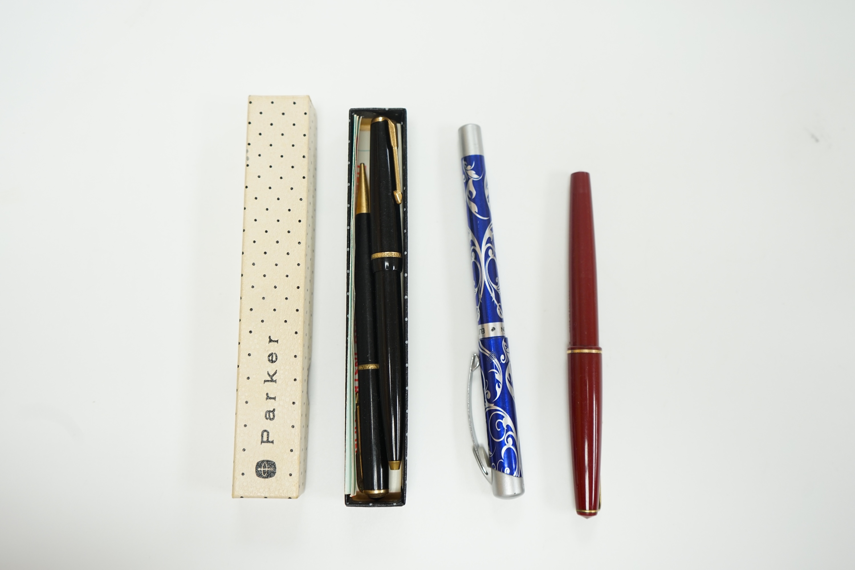 A group of assorted fountain pens; Sheaffer, Waterman, Parker, Long Life and Hoover. Condition - fair